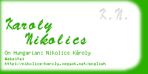 karoly nikolics business card