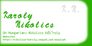 karoly nikolics business card